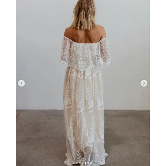 Baltic Born Off-Shoulder White Lace Mini Dress - Picture 2 of 11